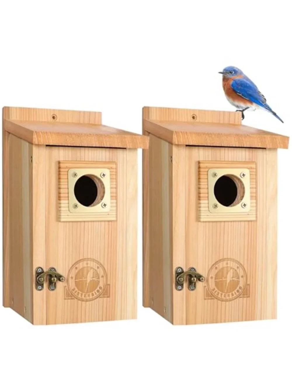 2 Pack Bird Houses for Outside Clearance with Copper Guard, Cedar Bird House